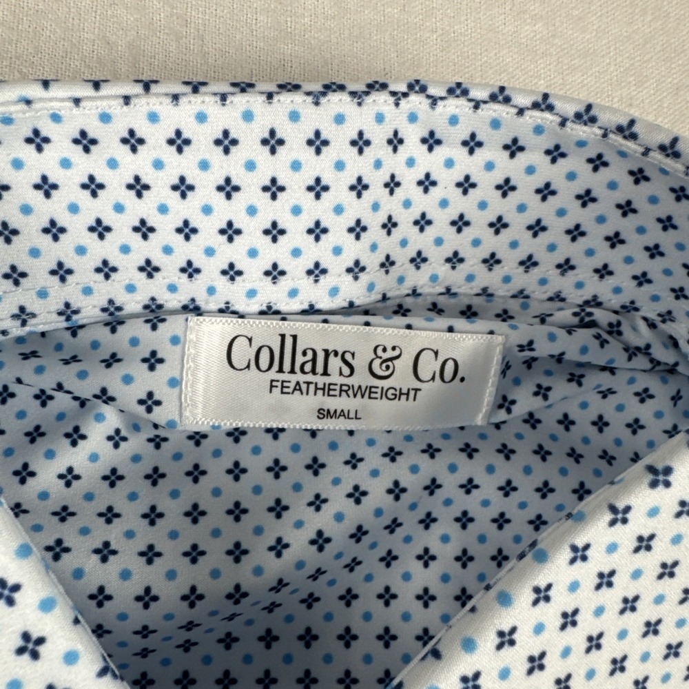 New! Collars & Co Mens Featherweight Geo White Print Small Golf Performance - Picture 6 of 8